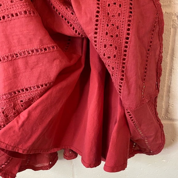 Gianni Bini Blush Eyelet Lace Pattern Puff Sleeves Fit and Flare Dress - Picture 6 of 11